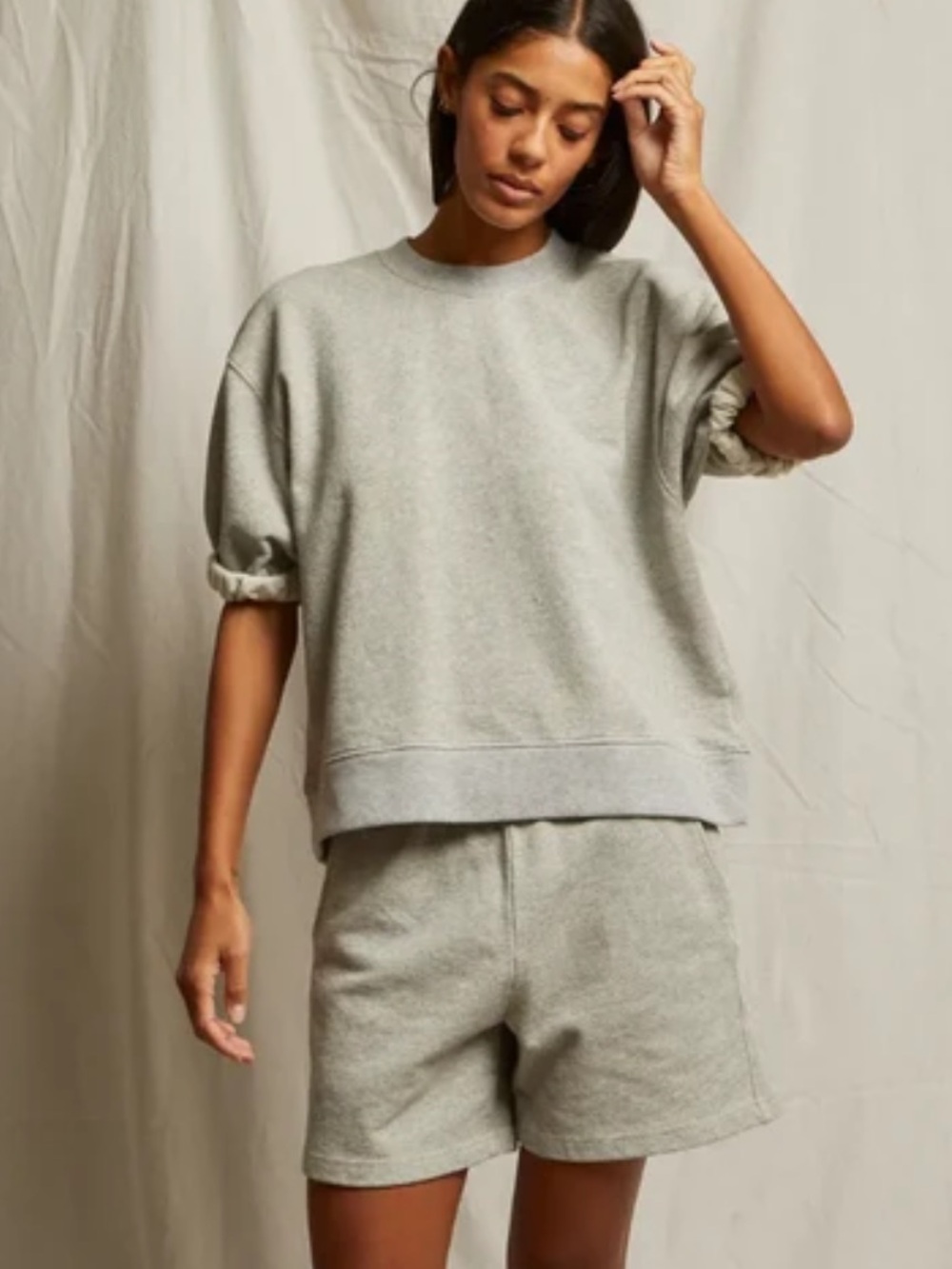 perfectwhitetee Rebecca heather Gray Crewneck Sweatshirt
